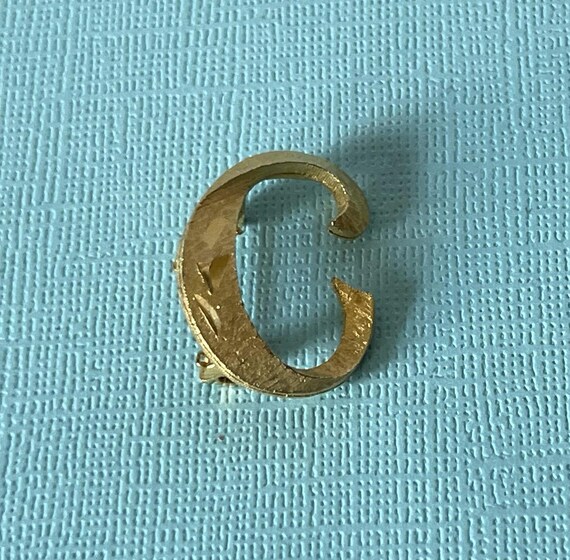 Vintage Letter C brooch, brooch, singed Mamselle C brooch, monogram C brooch, gold Letter c pin letters brooch Letter C pin Letter C jewelry View 2