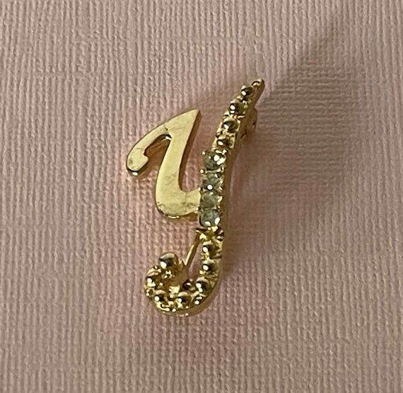 Vintage letter y brooch, gold letter y pin, rhinestone letter y brooch, letter Y jewelry, monogram y brooch, initial y pin, letter Y brooch