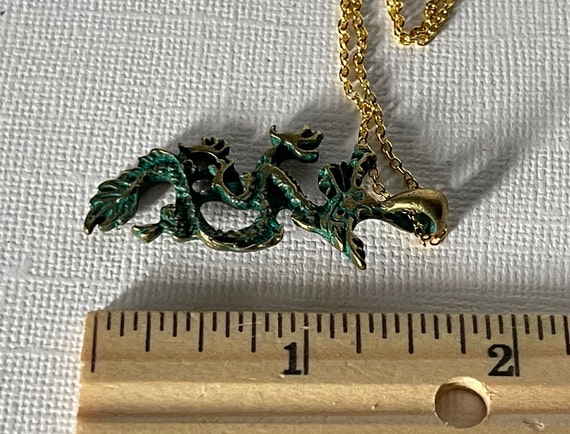 Dragon necklace, 20" dragon necklace, green drago… - image 7