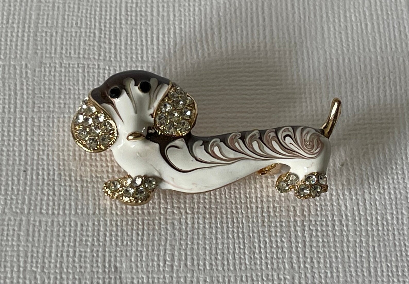 Rhinestone Dachshund Brooch Brown Dachshund Pin Doxie Pin Etsy UK