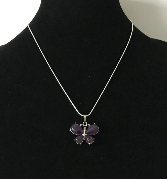 Amethyst butterfly necklace, butterfly pendant, butte… Gem