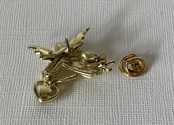 Vintage angel brooch, gold angel brooch, angel wi… - image 7