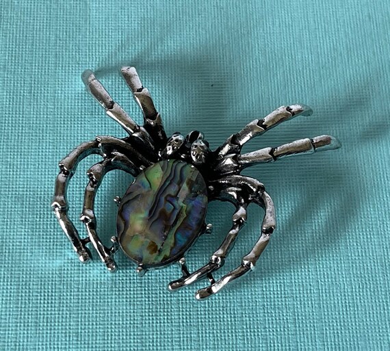 Abalone spider brooch, spider pendant, spider jew… - image 1