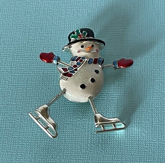 Vintage snowman brooch, signed Danecraft snowman … - image 6