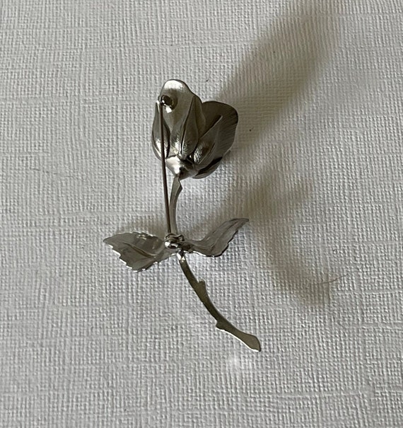 Vintage rose brooch, single rose pin, rose brooch… - image 6