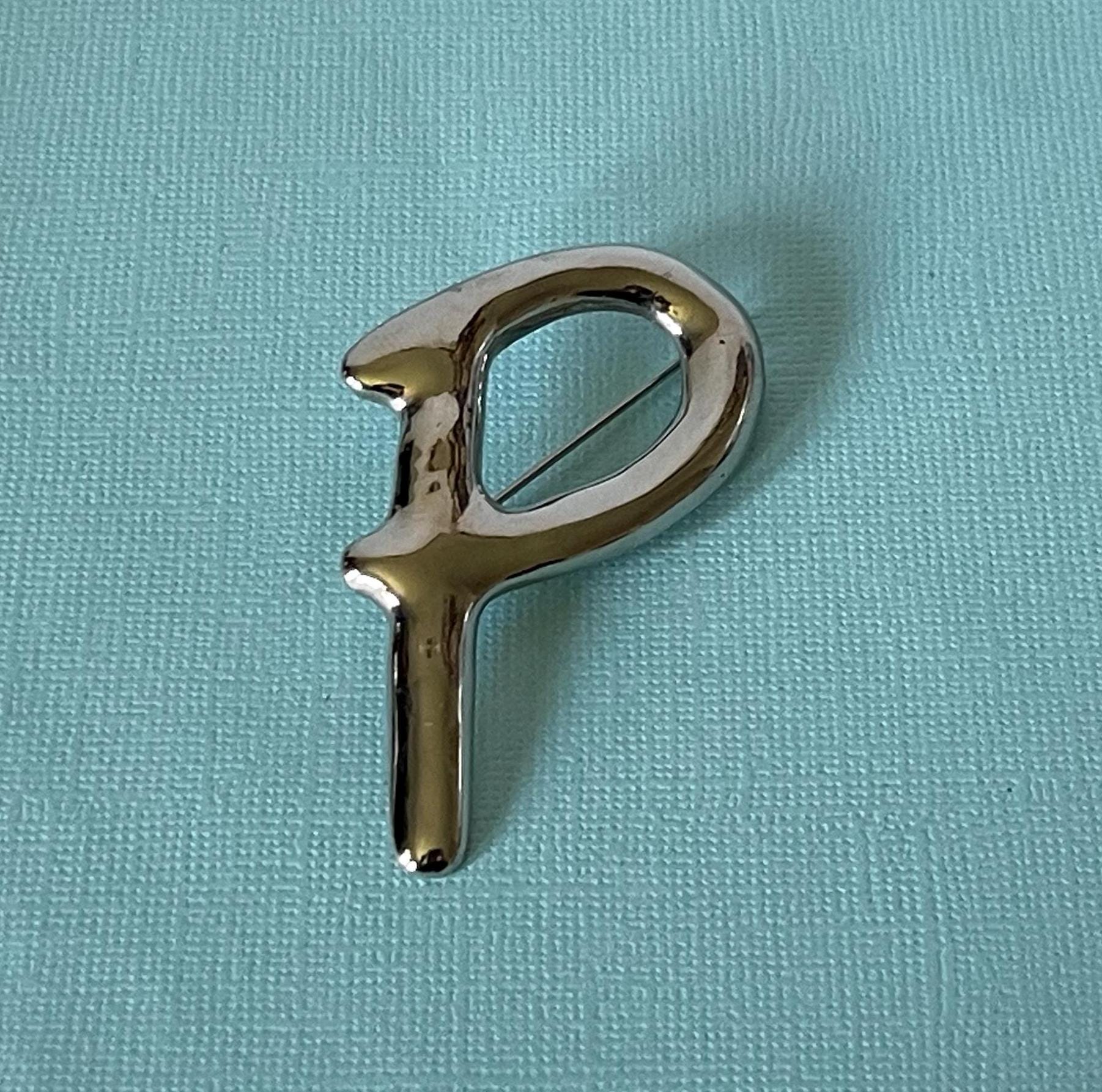 Vintage Letter P Brooch, Silver Letter P Pin, Monogram P Pin, Initial ...