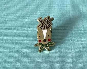 Hallmark "new" reindeer brooch, rudolph pin, reindeer tie tack, reindeer lapel pin, Christmas tie tack, holiday tie tack, reindeer jewelry