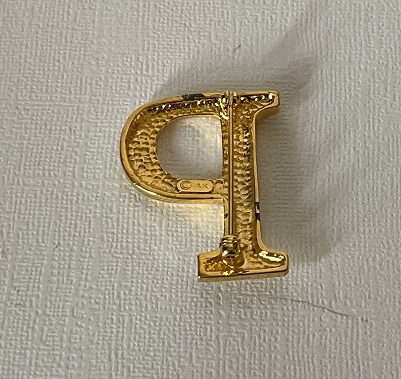 Vintage Letter P Brooch, Signed AK Letter P Pin, Anne Klein, Letter P ...