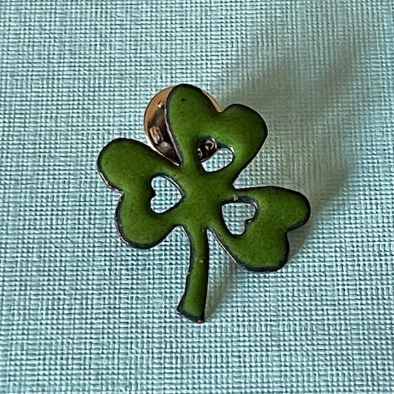 Vintage shamrock brooch, vintage clover brooch, S… - image 1