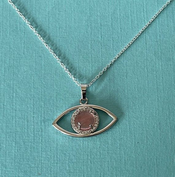 Evil eye necklace, cherry quartz evil eye necklac… - image 4