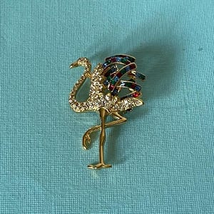 Vintage flamingo brooch, rhinestone flamingo pin, flamingo jewelry, bird brooch vintage, Las Vegas, flamingo brooch vintage, bird jewelry