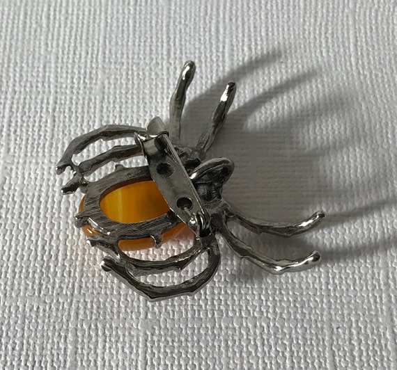 Orange spider brooch, agate spider brooch, silver… - image 5