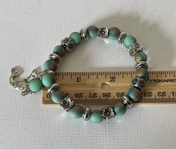Beaded bracelet, dolphin bracelet, iridescent bea… - image 5