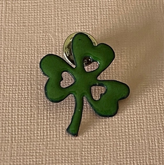 Vintage shamrock brooch, vintage clover brooch, S… - image 3