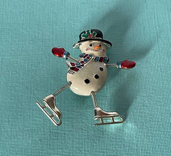 Vintage snowman brooch, signed Danecraft snowman … - image 1