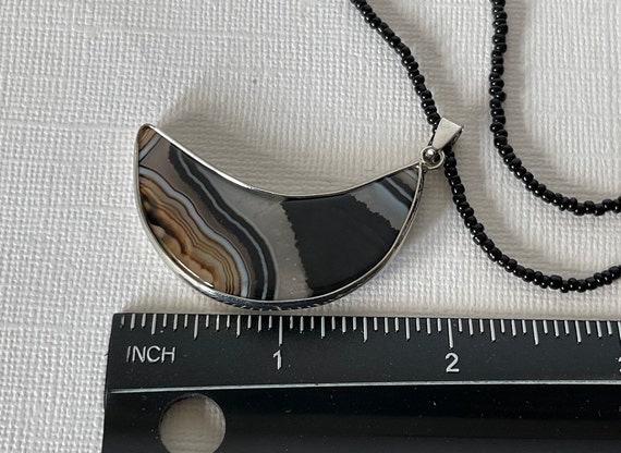 Crescent moon necklace, black agate moon necklace… - image 9