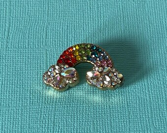 Rhinestone rainbow brooch, rainbow jewelry, God's promise to Noah, take back the rainbow, rainbow pin, rainbow brooch vintage, rainbow