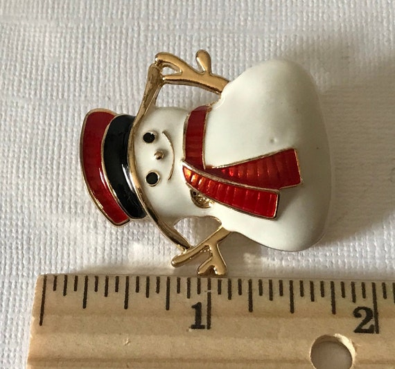 Vintage snowman Christmas pin, Christmas brooch, … - image 7