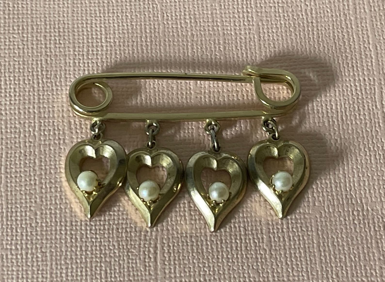 Vintage Heart Brooch Vintage Safety Pin Brooch Faux Pearl Etsy