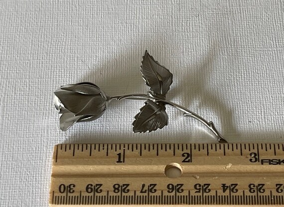 Vintage rose brooch, single rose pin, rose brooch… - image 5