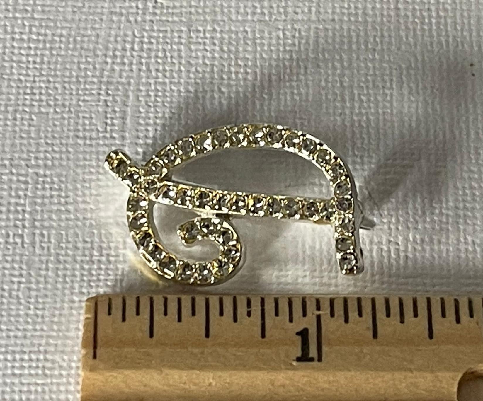 Broche Vintage Lettre D Initial Cristal Métal Argenté - Bijou Ancien Occasion