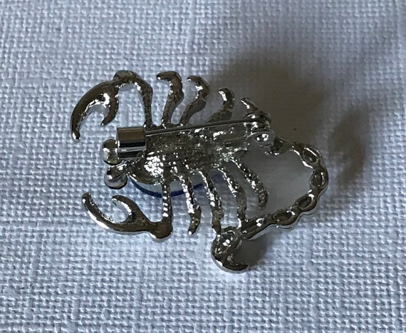 Rhinestone scorpion pin, scorpion brooch, blue sc… - image 4