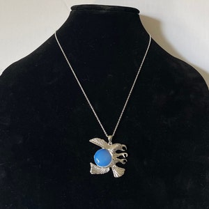 Eagle necklace, silver eagle necklace, glass eagle necklace, screaming eagle, American eagle, bald eagle, biker jewelry, eagle pendant, 20"
