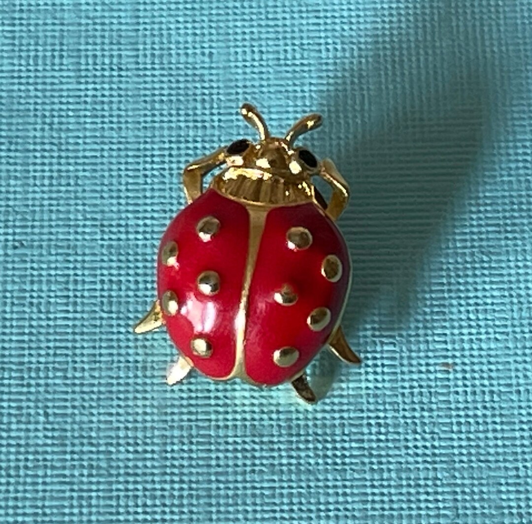 Vintage Lady Bug Brooch Signed Trifari Lady Bug Pin Lady Bug Etsy