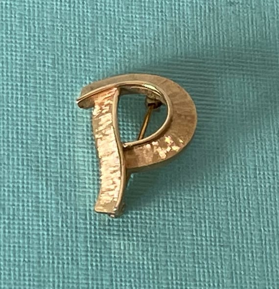 Vintage letter P brooch, Signed Mamselle P broohc,