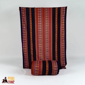Peruvian Fabric by Meter, Black Andean Textile for Sewing, Boho Home Decor, Rasta Purple Tribal Fabric, Aguayo Material Peru