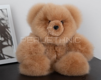Light Brown 100% Alpaca Fur Teddy Bear, Alpaca Teddy Bears, Very Soft Fluffy Bear Toy, Stuffed Alpaca Toy, Alpaca Fur Toy, Alpaca Gifts