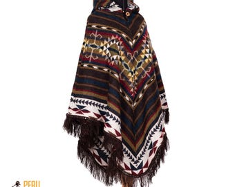 Wolle Poncho, Southwestern Style Poncho, Poncho für Frauen, Alpaka Wolle Poncho, Handgefertigt von Artisans in Südamerika, Dunkelgrüner Wolle Poncho