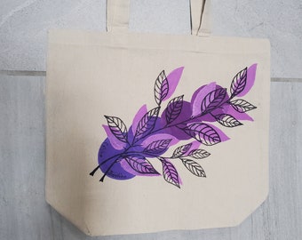 Hand painted canvas tote bag, gift, Mothers Day