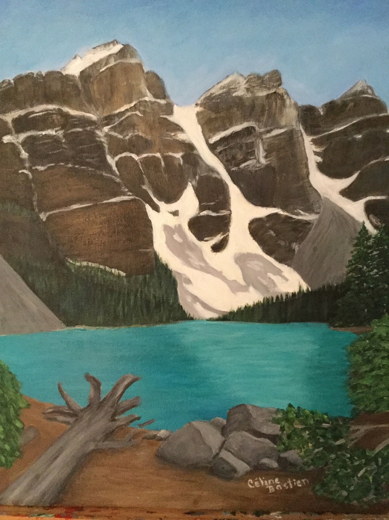 wall art Canadian Rockies canvas art home d\u00e9cor Moraine Lake original acrylic painting