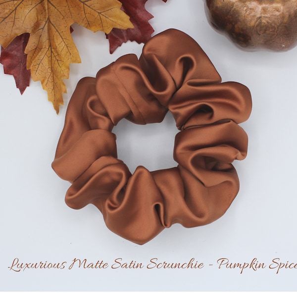 Satin Hair Scrunchies - Rust Orange hair scrunchie for Fall, thanksgiving hair accessory, gift for woman