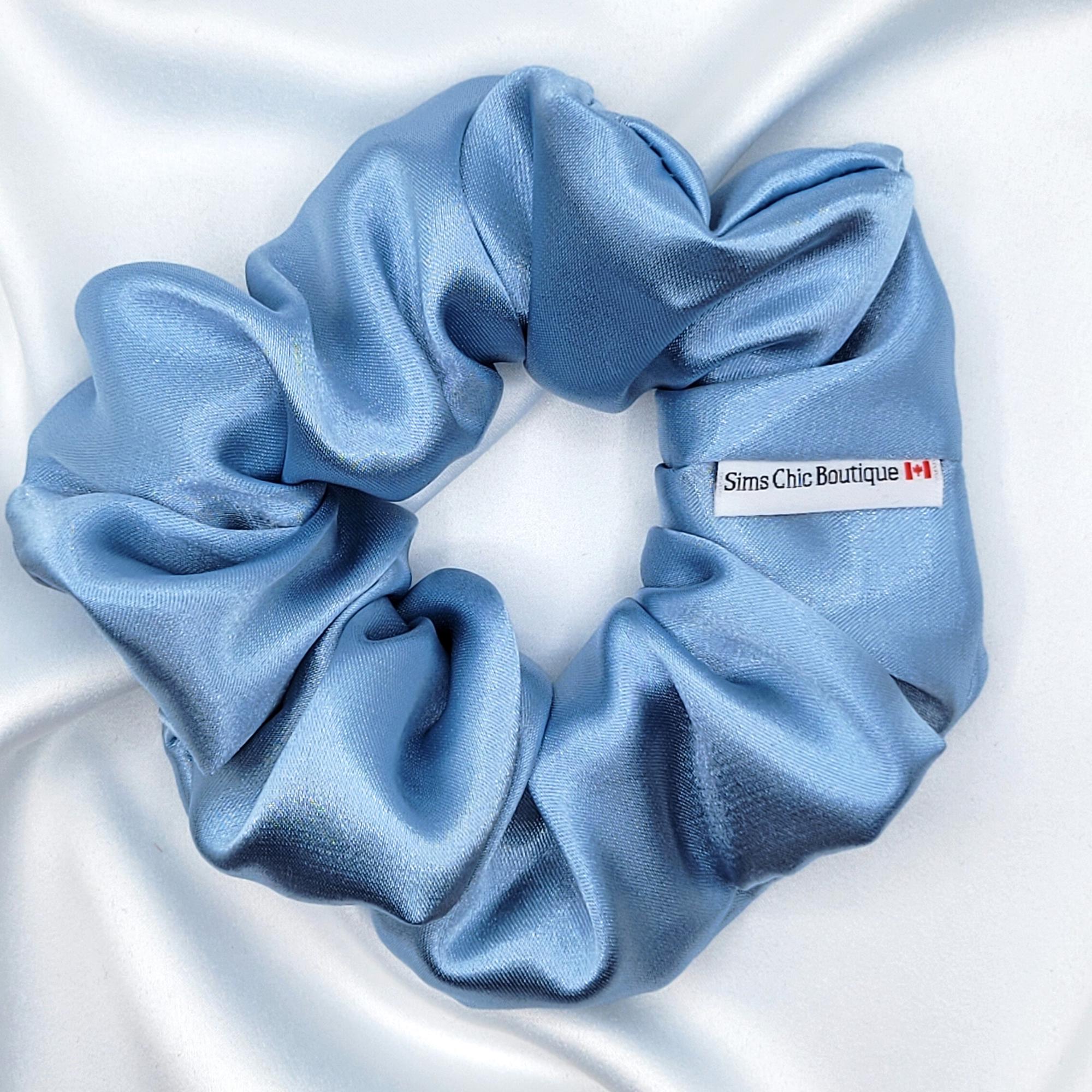 Handmade Dusty Blue Satin Scrunchie: Luxury Hair Tie - Etsy