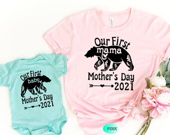 Mommy and me, First Mothers Day © shirt set, Matching mama bear baby bear, Matching shirts gift set, Mother's Day gift idea, Mother daughter