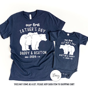 First Father's Day gift, Dad and baby matching shirts ©, Personalized Father Daughter Son 1st Father's Day shirts gift from wife