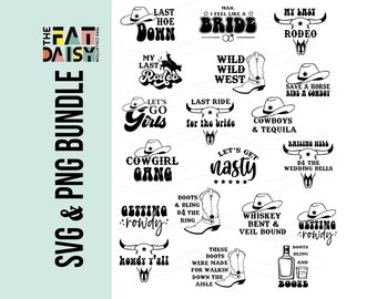 Last Rodeo Bachelorette SVG & PNG Bundle, Last Hoe Down Cowgirl Western Bachelorette svg Cut Files, Brides Last Ride SVG Bundle