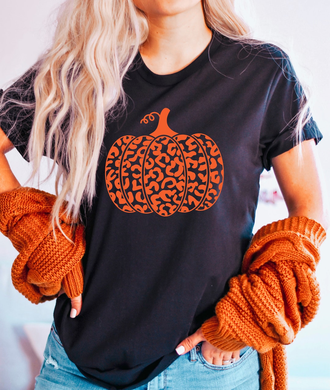 Leopard Pumpkin T-shirt Fall Pumpkin Shirt Women's Fall - Etsy