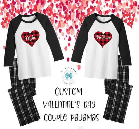 Couple Valentines Day Pajamas Couple Matching Valentines Pajamas Valentines  Day Couple Gift Valentines Day Outfit Couple Pajamas Set 1VVD291 