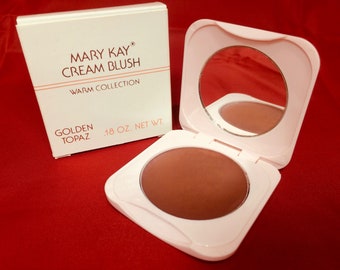 Vintage Mary Kay, Rubor Crema, Colección Cálida, Topacio Dorado, Espejo Compacto, 0460