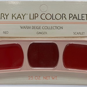 Vintage Mary Kay Lip Color Palette Warm Beige Collection, Red, Ginger, Scarlet, 0489