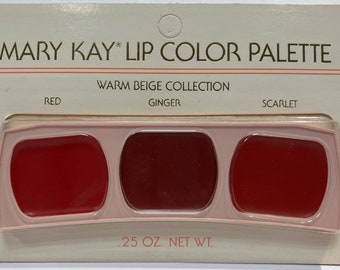 Paleta de colores de labios Mary Kay Vintage Colección Beige cálido, Rojo, Jengibre, Escarlata, 0489