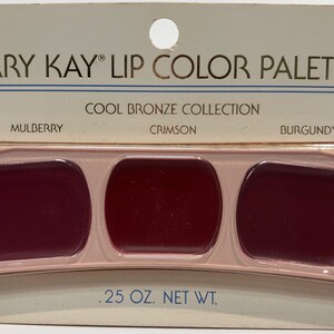 Vintage Mary Kay Lip Color Palette Cool Bronze Collection, Mulberry, Crimson, Burgundy, 0490