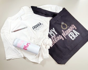Engaged Era Gift Set | Bride T-Shirt, Tote, Tumbler & Pen