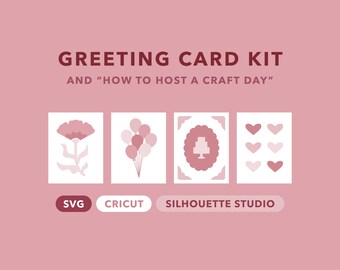 Grußkarte Craft Day Bundle, SVG, EPS, für Cricut und Silhouette, Floral, Geburtstag, Baby Party, Valentinstag, Hochzeit – Craft Day Guide