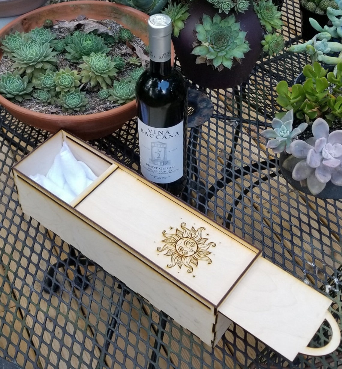 Laser cut wine box pattern for 1/8th inch wood with sliding Etsy