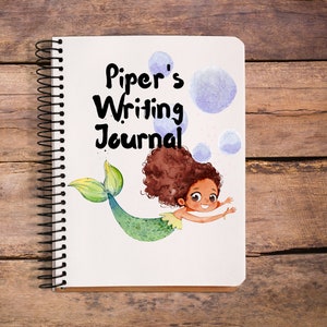 Sirena personalizada dibujar y escribir diario descarga digital, diario de escritura del niño, aprender a escribir,