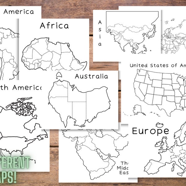 World Map Giant Coloring Pages Bundle, Countries of the World, Continents Work Sheet, Africa Map, Asia Map, Australia Map, South America